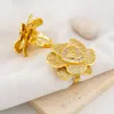 Anillo ajustable  flor con zirconias  baño 18k