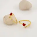 Anillo fino ajustable  corazon con zirconias  baño 18k