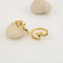 Anillo fino ajustable con zirconias  baño 18k