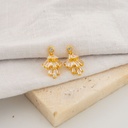 Aretes mini colgantes con zirconias baño 18k