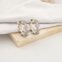 Aretes hoops trebol con zirconias baño 18k