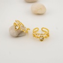 Anillo corazon y flor con zirconias  baño 18k