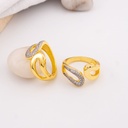 Anillo dos tonos con zirconias  baño 18k