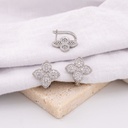 Aretes trebol con zirconias baño 18k