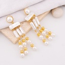 Aretes ccilgantes livianos con perlas baño 18k