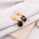 Aretes colgantes con piedra natural baño 18k