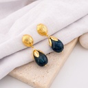 Aretes colgantes con piedra natural baño 18k