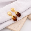 Aretes colgantes con piedra natural baño 18k