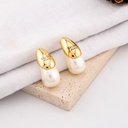 Aretes stud pequeño gota con perla barroca pin de plata baño 18k