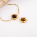 Enlace con piedra ojo de tigre micropave y baño 18k