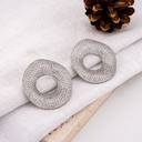 Aretes stud en forma de disco con zirconias pin de plata baño 18k