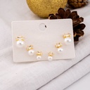 Set de 3 pares de aretes piercing con perlas baño 18k