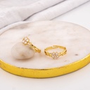 Anillo ajustable trebol con zirconias baño 18k