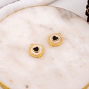 Enlace de corazon negro con concha nacar y  baño 18k