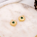 Enlace de corazon verde con concha nacar y  baño 18k