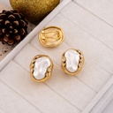 Aretes de perla y zirconia con broche omega baño 18k