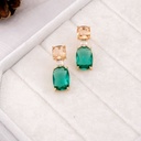 Aretes zirconia rosa y verdebaño 18k