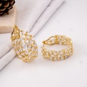 Aretes argollas grandes con zirconia dorados premium baño 18k