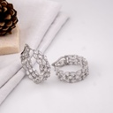 Aretes argollas grandes con zirconia plateados premium baño 18k