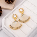 Aretes colgantes de concha avalon con zirconia baño 18k