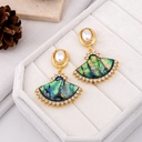 Aretes colgantes de concha avalon con zirconia baño 18k