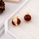 Aretes perla doble rojos baño 18k