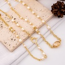 Collar largo de perla de rio con zirconias grande baño 18k