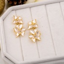 Aretes colgantes de flor esmaltados baño 18k