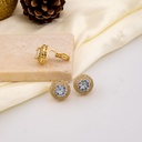 Aretes de presion redondos con zirconias baño 18k