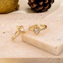 Anillo ajustable de corazon con zirconias y baño 18k