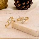 Anillo ajustable de flor con zirconias y baño 18k