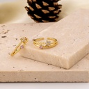 Anillo ajustable de flor con zirconias baño 18k