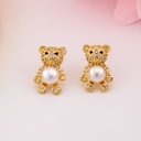 Aretes stud de OSITO con zirconias baño 18k