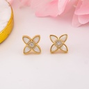 Aretes stud de flor con madre perla y baño 18k
