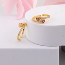 Anillos ajustable de corazon con zirconias baño 18k