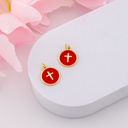 Dije redondo CRUZ esmaltado baño 18k