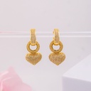 Aretes colgantes de corazones con zirconias baño 18k