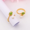Anillo ajustable de tulipan con zirconiasbaño 18k