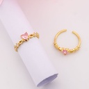 Anillo ajustable de corazon con zirconias baño 18k