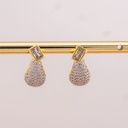 Aretes stud de gota doble color con zirconias baño 18k