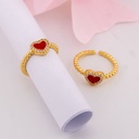 Anillo ajustable de corazon con zirconias baño 18k