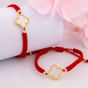 Pulsera trenzada ajustable de trebol baño 18k