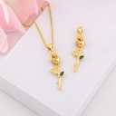 Dije tulipan con zirconias baño 18k