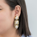 Aretes colgantes con perlas baño 18k