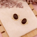 Enlace ovalado ojo de gato con zirconias baño 18k