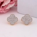 Aretes stud de trebol con zirconias baño 18k