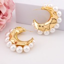 Argollas chunky con perlas baño 18k