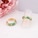 Anillo ajustable esmaltado con flores baño 18k verde