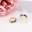 Anillo ajustable esmaltado con flores baño 18k azul