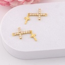 Enlace de cruz con zirconias y colgante de cruz baño 18k